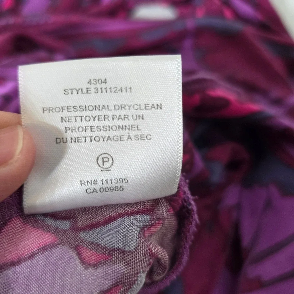 Tory Burch Audra‎ Silk Geometric Print Wrap Dress Purple Pink Long Sleeve Medium